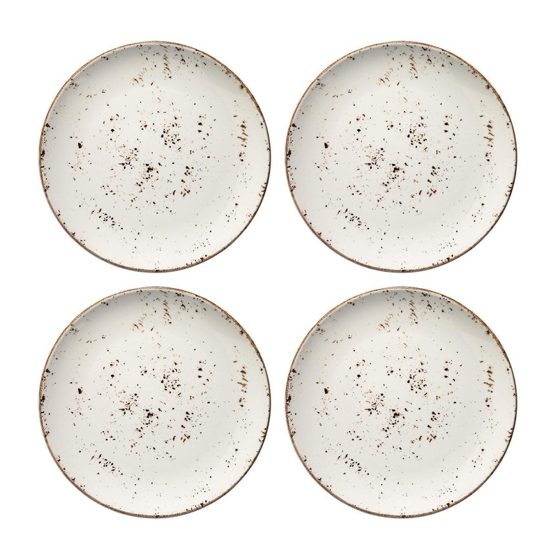 Grain dia.9″ Round Decorated Porcelain Plate (Set of 4)