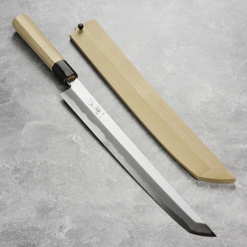 Ittetsu x Tanaka Shirogami #2 Single Bevel 13″ Sakimaru Takohiki with Saya