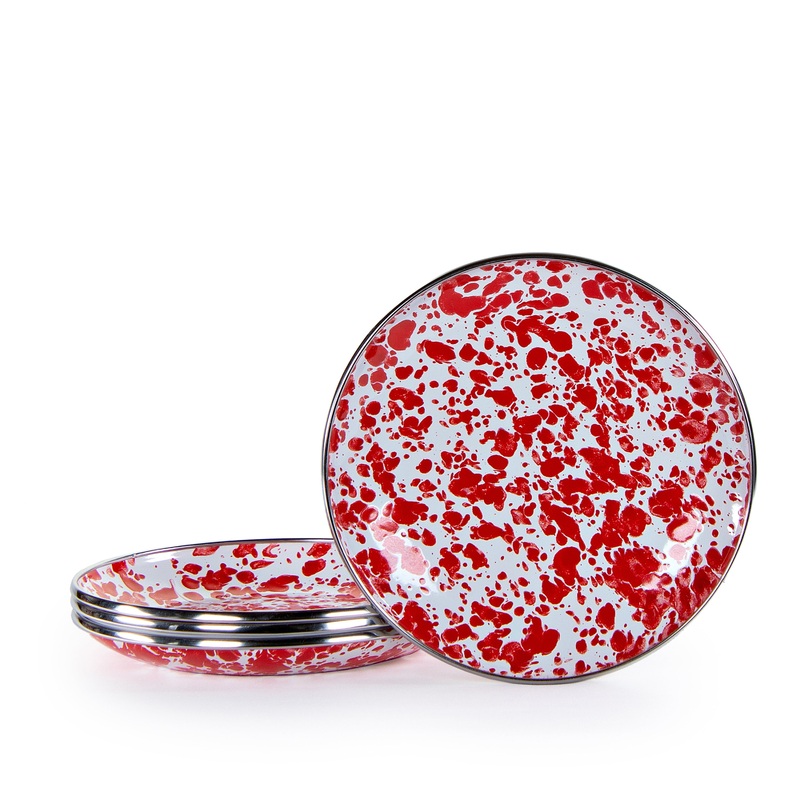 Red Swirl Appetizer Plates- Set of 4