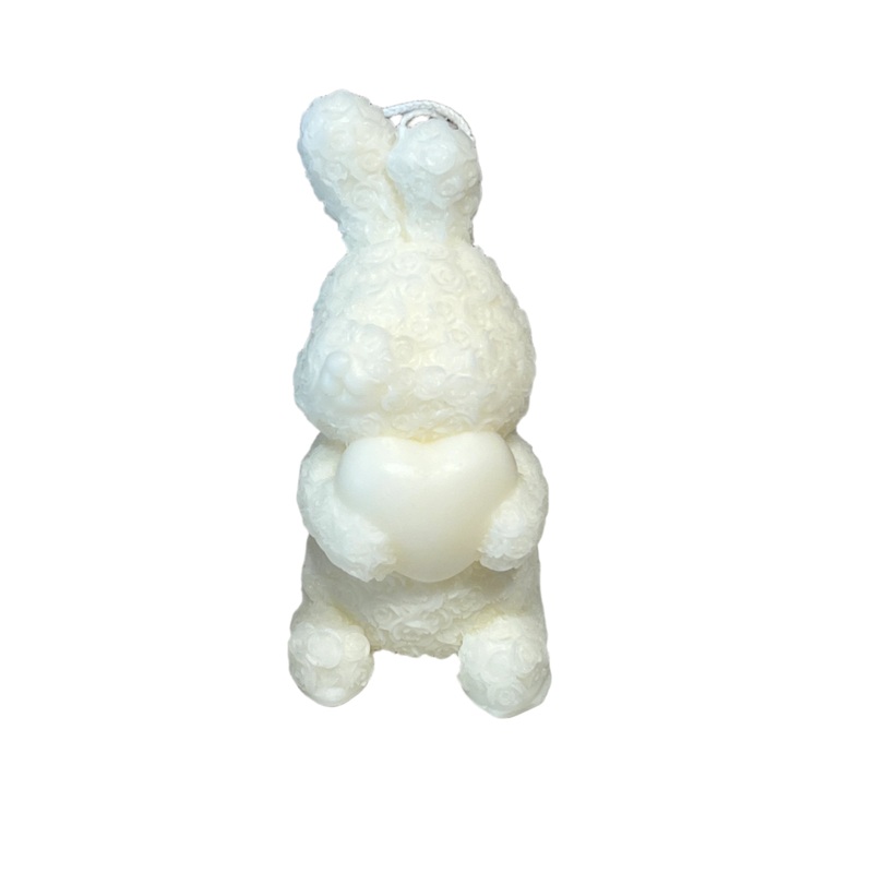 Rose Bunny Holding Heart Candle
