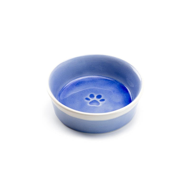 6.25″ Organic Blue Reactive Glaze Heavy Weight Ceramic Pet Bowl