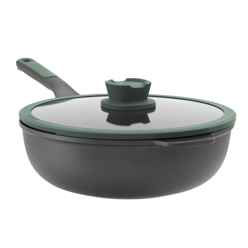 BergHOFF Forest Non-stick Cast Aluminum Wok Pan 11″, 4.6qt. With Glass Lid