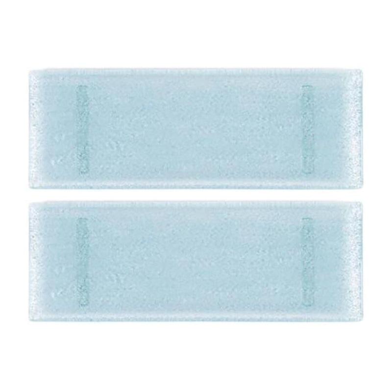 Glass Dinnerware 13.75″ x 5″ x h:0.5″ Rectangular Blue Glass Platter (Set of 2)