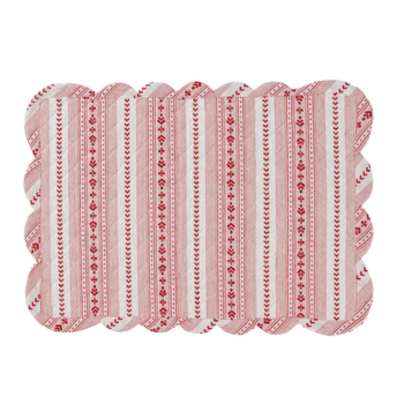 Juliska Juliska Villa Stripe Quilted Placemat – Ruby