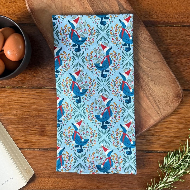 New Wing Studio – Tea Towel Duck The Halls