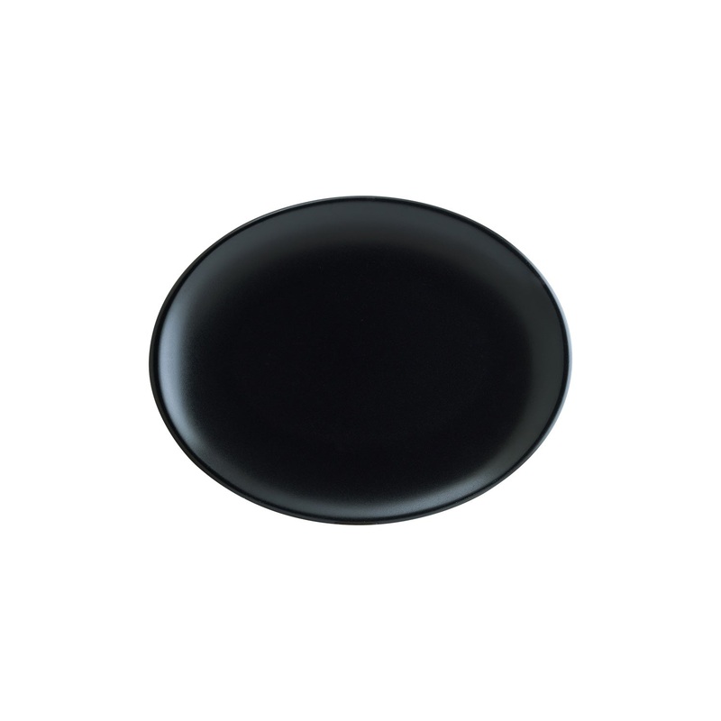 Notte 12.25″ x 9.5″ x h:1″ Oval Black Porcelain Platter