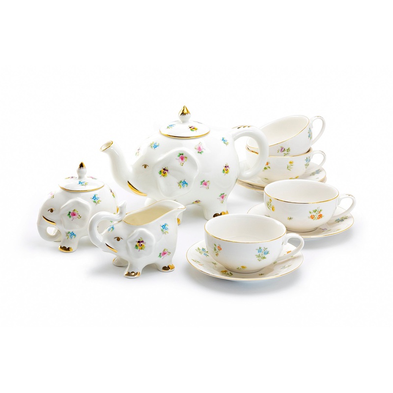Floral Elephant Fine Porcelain Tea Set