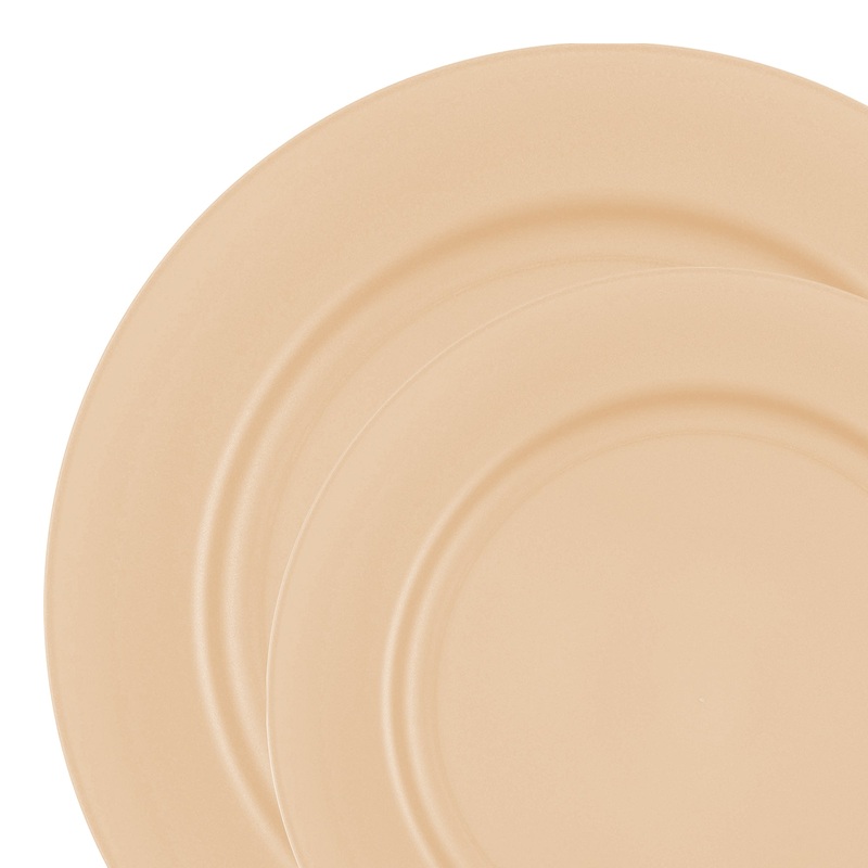 Matte Bright Yellow Round Disposable Plastic Dinnerware Value Set