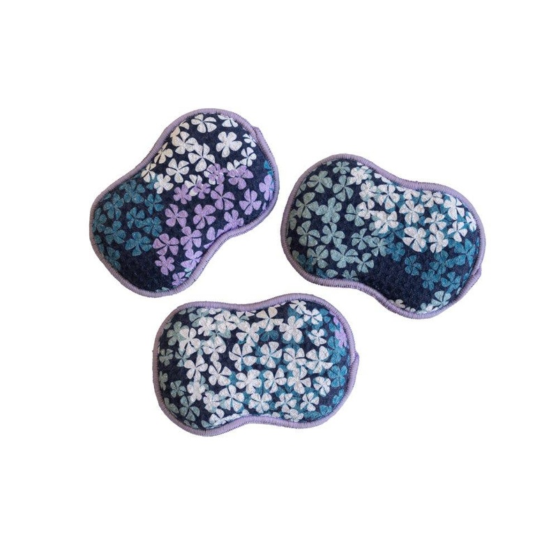 Reusable Sponges (Set of 3) – Navy Hydrangea