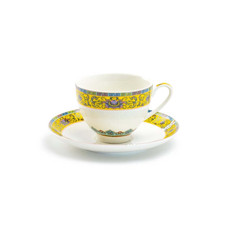 Yellow Dynasty Fine Porcelain Tea Cup and Saucer