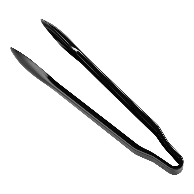 12″ Black Disposable Plastic Serving Tongs