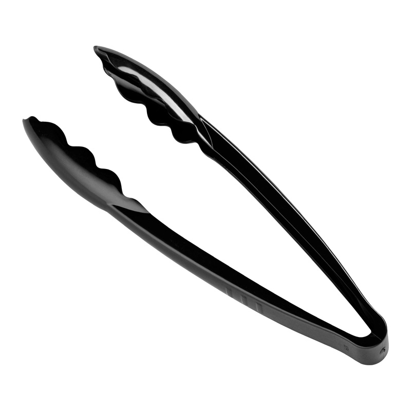 9″ Black Disposable Plastic Serving Tongs