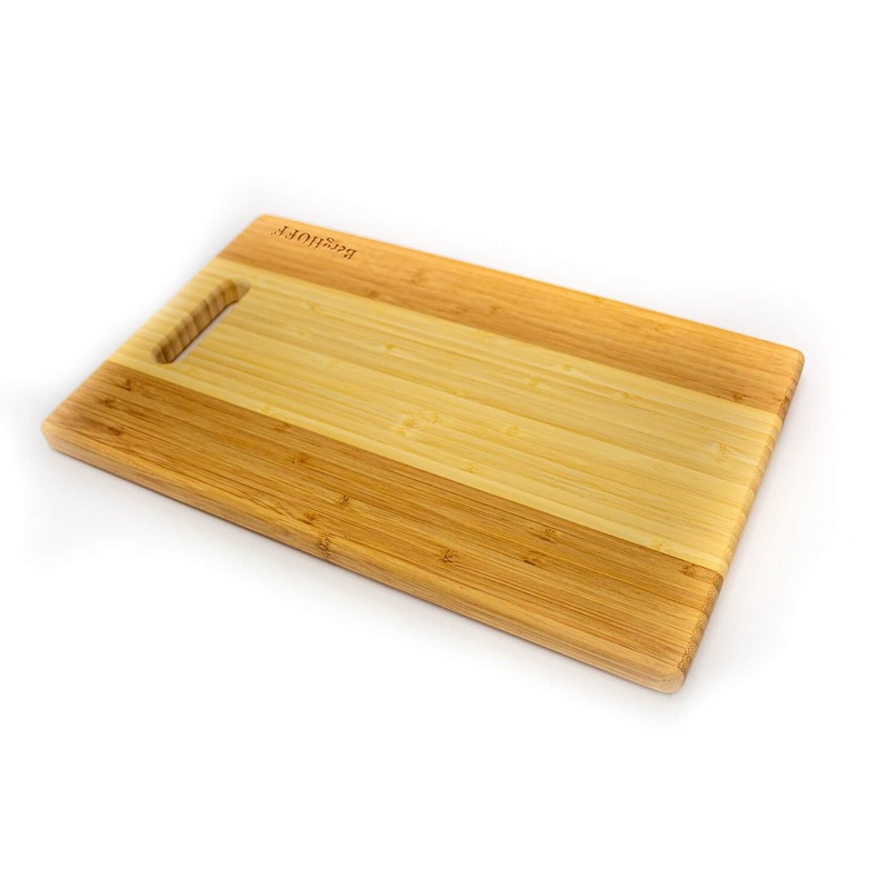 BergHOFF Bamboo 14.2″ x 8.7″ Rectangle Cutting Board, Two-Toned with Handle