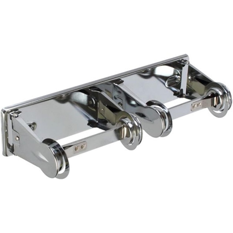 Dual Roll Locking Toilet Tissue Dispenser fits 4″ Diameter Toilet Paper Roll Chrome Plated- Bathroom Toilet Paper Holder Wall Mounted Toilet Roll Holder for Bathroom Kitchen Washroom