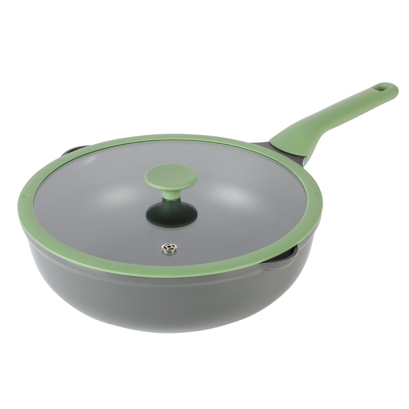 Kenmore Theodore 13″ Cast Aluminum Saute Pan w/ Lid Nonstick Interior and Induction Base