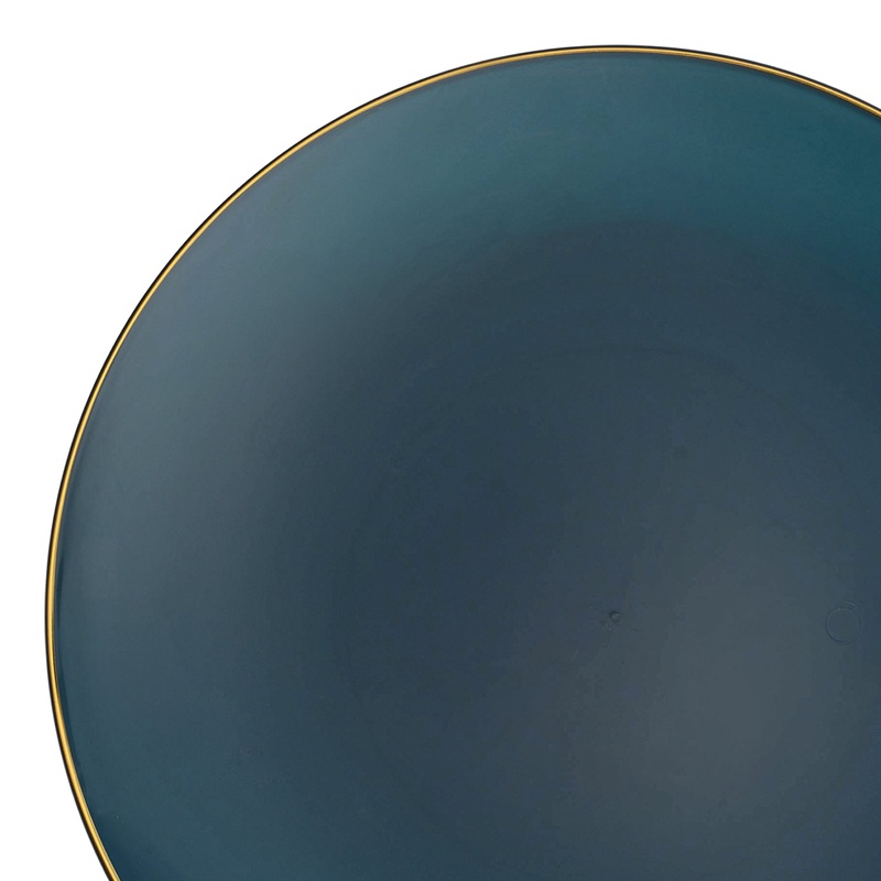 Navy with Gold Rim Organic Round Disposable Plastic Appetizer/Salad Plates (7.5″)