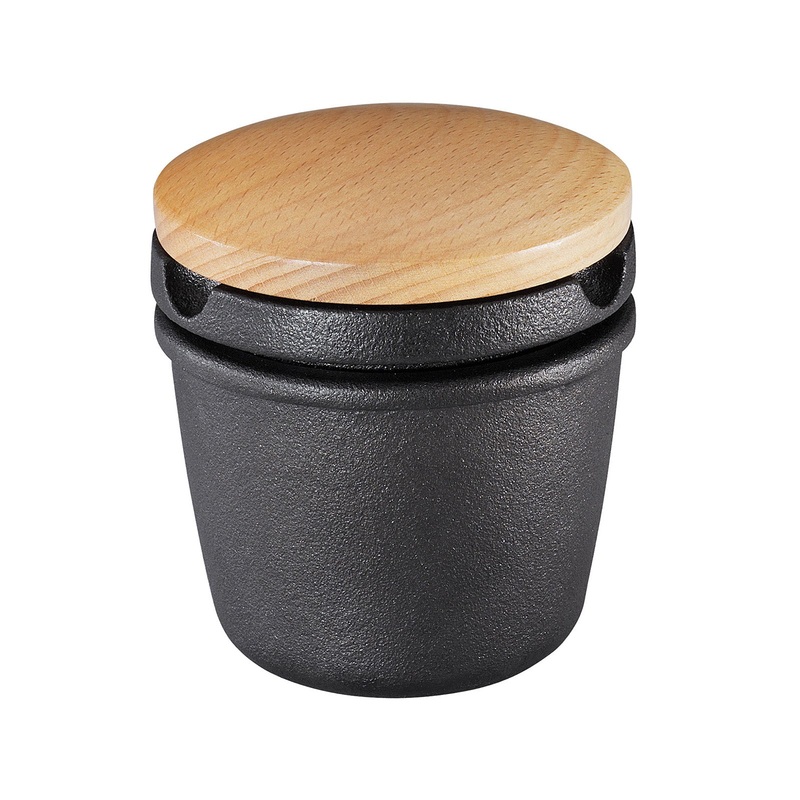 Zassenhaus Cast Iron Spice Grinding Set with Beechwood Lid, 3″ Grinder, Black