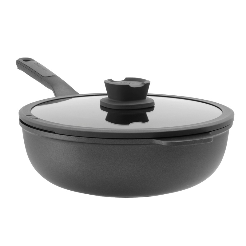 BergHOFF Leo Stone+ Nonstick Ceramic 11″ Wok Pan with Lid 4.6qt, Recycled