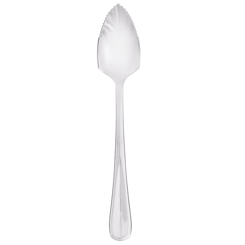 Choice Windsor 6 1/4″ 18/0 Stainless Steel Grapefruit Spoon – 12/Pack