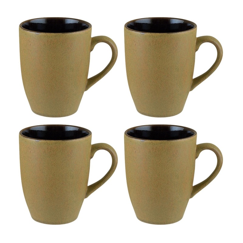 Sphere Earth dia.3.25″ h:4″ 11 oz. Round Black Porcelain Mug (Set of 4)