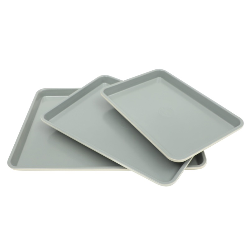 Sur La Table Kitchen Essentials Bake Sale 3-Piece Cookie Sheet Set  Nonstick Carbon Steel Baking Pans (13, 15, 18 Inch)  Grey Easy-Clean Oven Trays for Cookies, Roasting & More