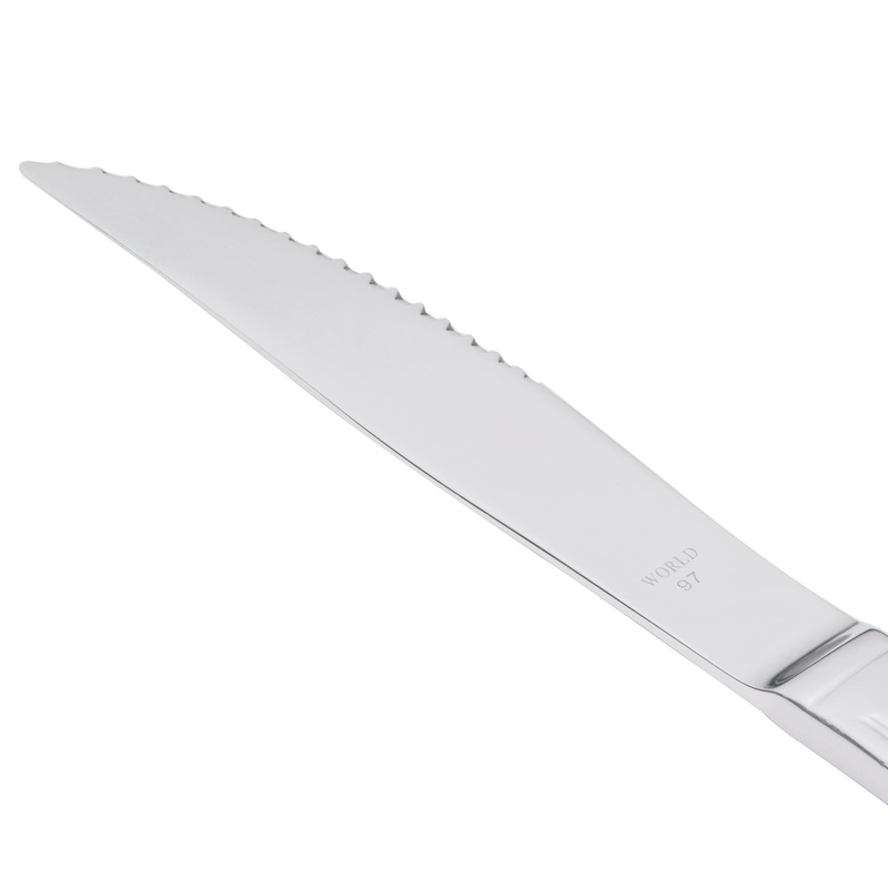 World Tableware 256 5762 Cortland 8 7/8″ 18/0 Stainless Steel Heavy Weight Fluted Solid Handle Steak Knife – 12/Pack