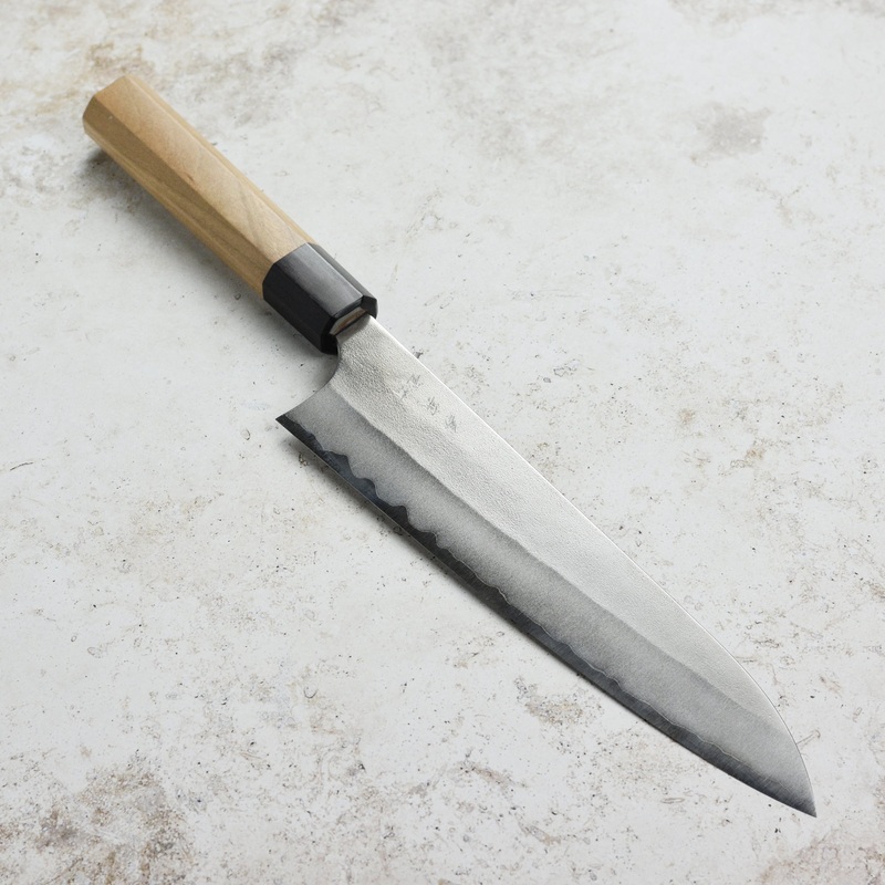 Yoshimi Kato Aogami Super Nashiji Stainless Clad 8.25″ Gyuto