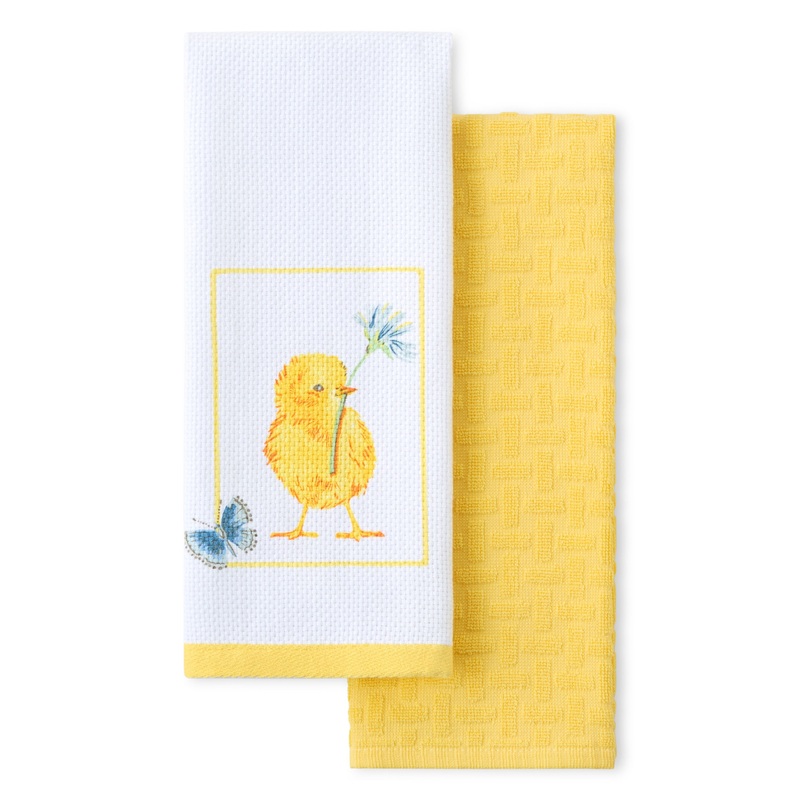 Breezy Floral Easter Chick Kitchen Towels 2-Pack Set