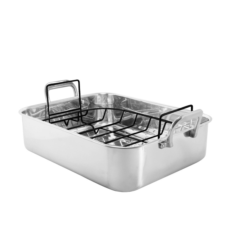 Chantal Stainless Steel Roasting Pan with Nonstick Rack, 15.5″ x 12″ x 4″