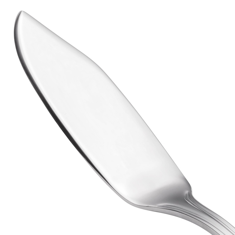 Walco 9639 Ultra 7 5/8″ 18/10 Stainless Steel Extra Heavy Weight Flat Handle Fish Knife – 12/Pack