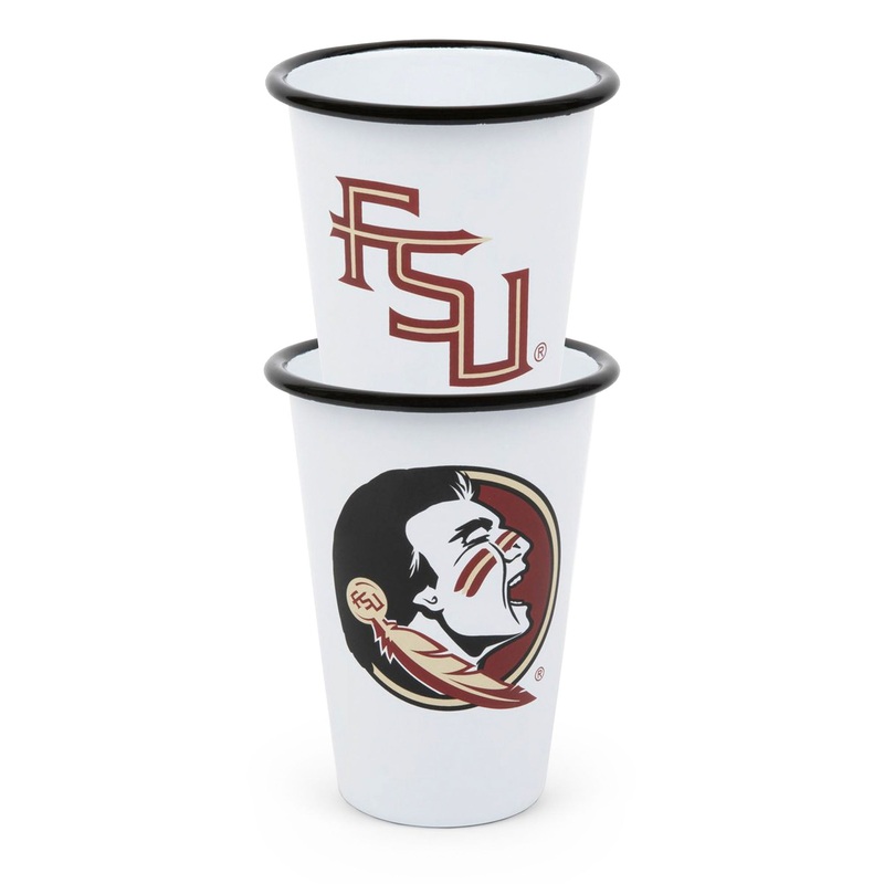 Florida State Enamelware 14oz Tumblers, Black Rim, Set of 2