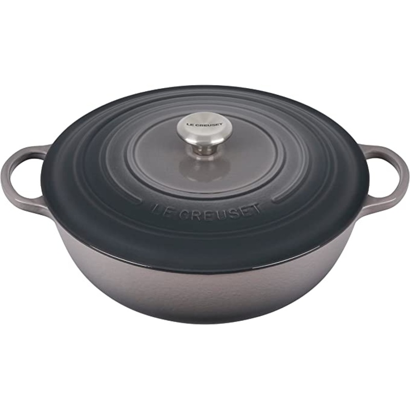 Le Creuset 7 1/2 Qt. Signature Enameled Cast Iron Chef’s Oven w/Stainless Steel Knob – Oyster- Personalized Engraving Available