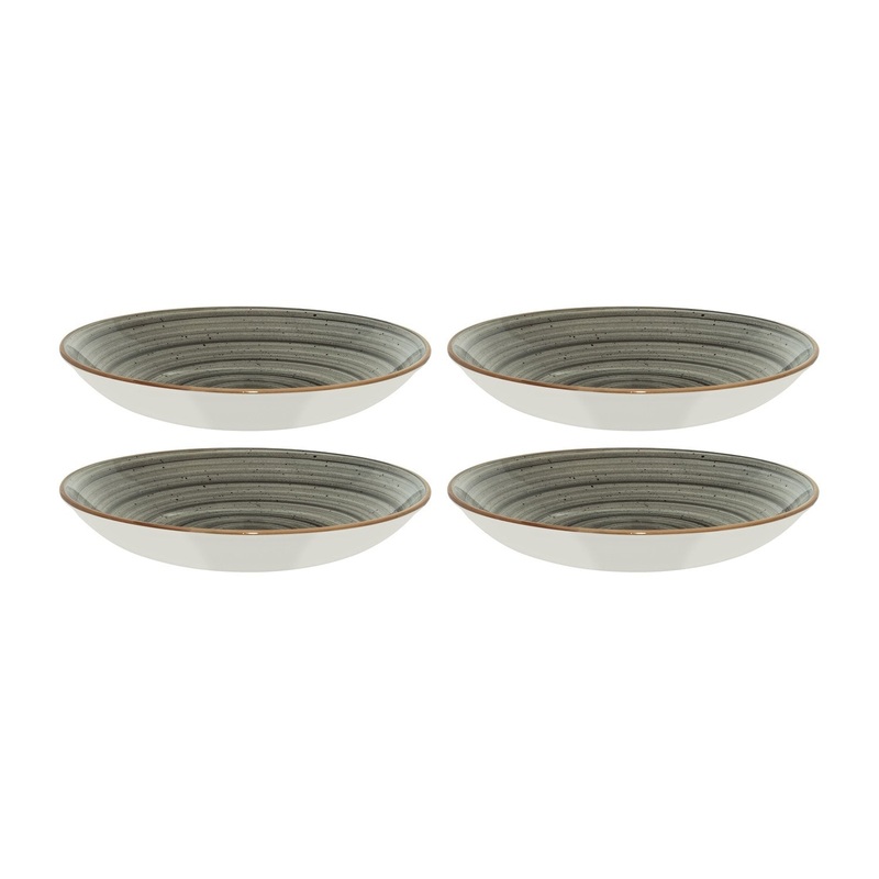 Space dia.9″ h:2″ 34 oz. Round Grey Porcelain Bowl (Set of 4)