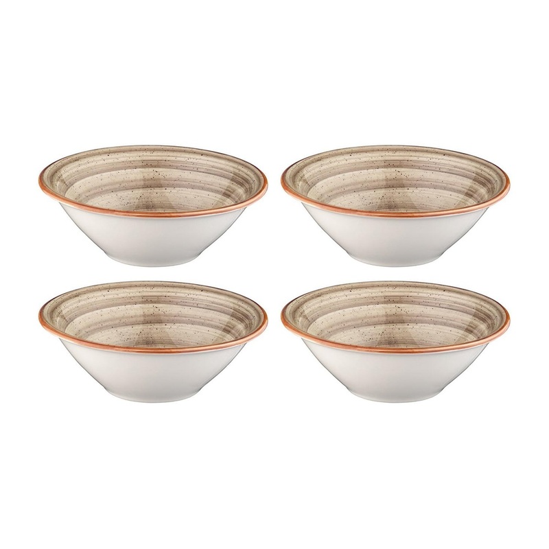 Terrain dia.7″ h:2.5″ 23 oz. Round Brown Porcelain Bowl (Set of 4)
