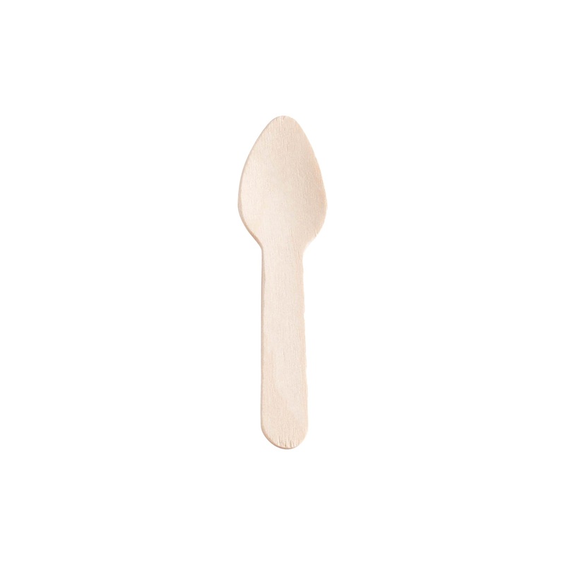3″ Natural Birch Eco-Friendly Disposable Mini Dessert Spoons