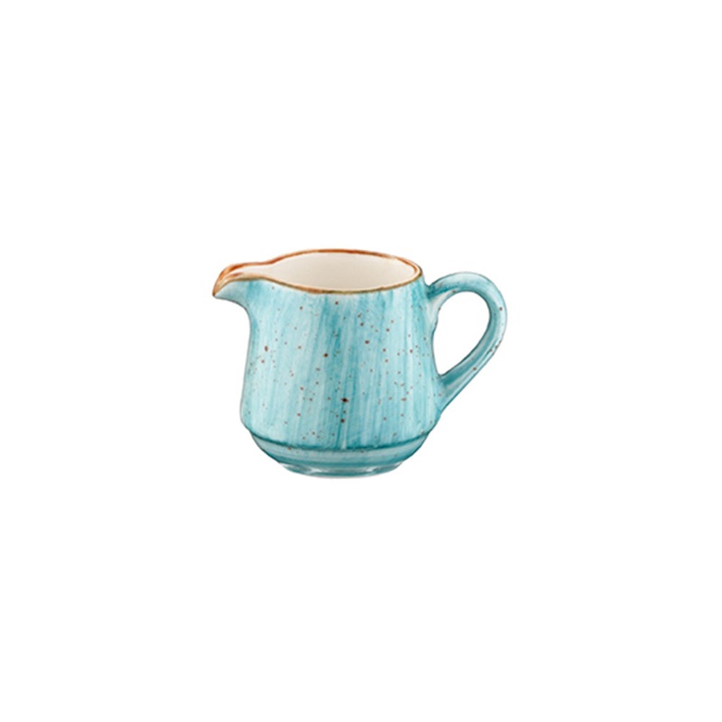 Aqua dia.1.75″ h:2″ 3 oz. Round Blue Porcelain Creamer