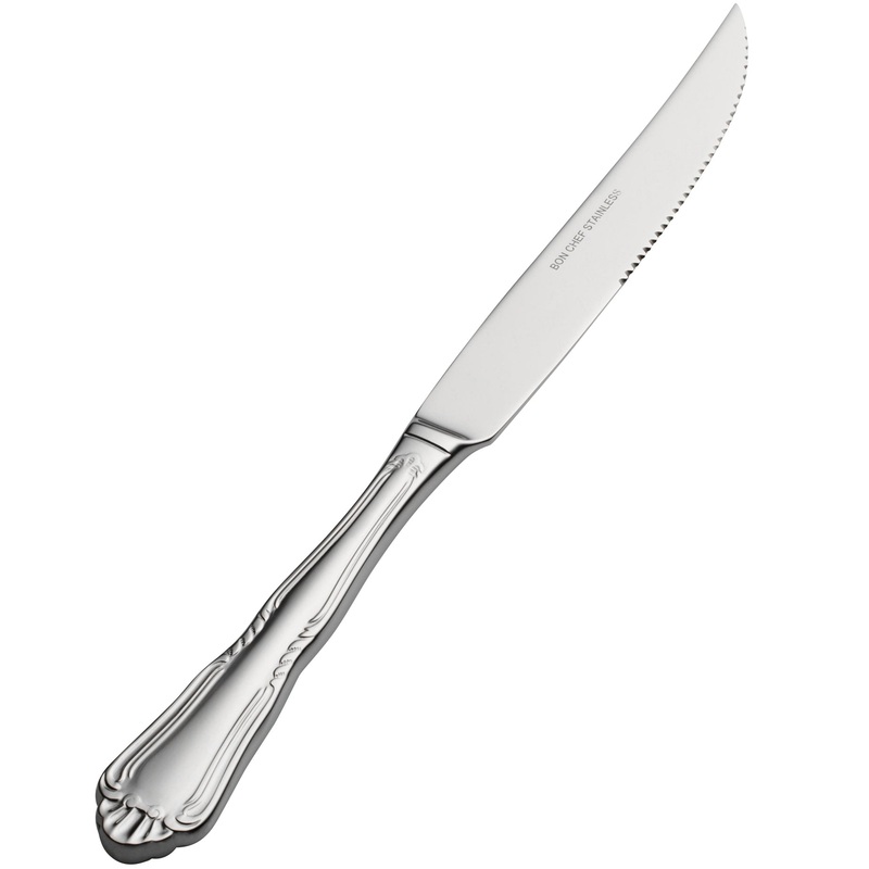 Bon Chef S1515 Sorento 10″ 13/0 Stainless Steel Extra Heavy Weight European Solid Handle Steak Knife – 12/Pack