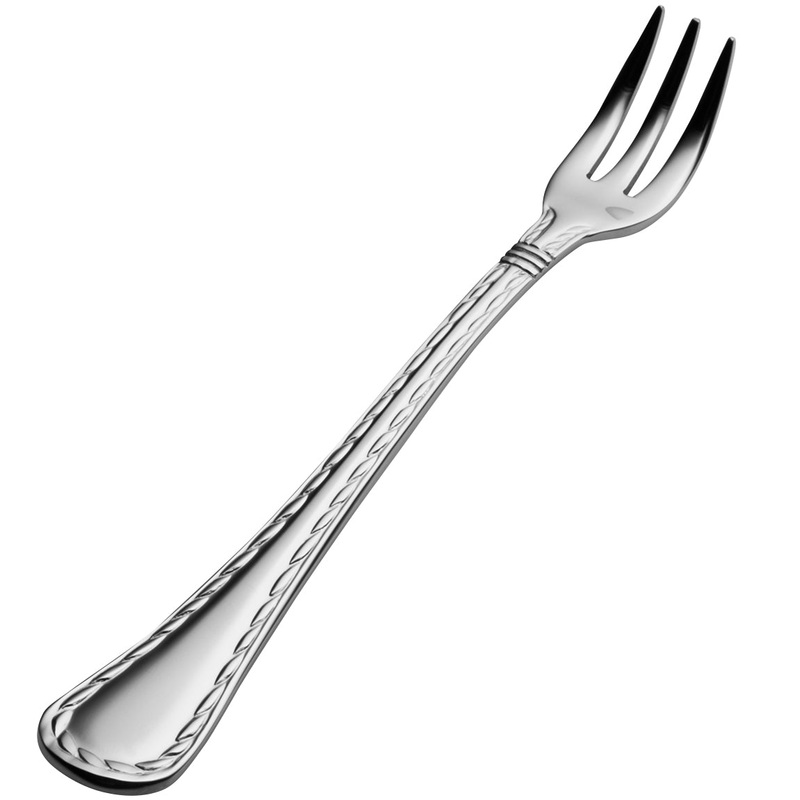 Bon Chef S408 Amore 5 5/8″ 18/10 Extra Heavy Weight Stainless Steel Oyster/Cocktail Fork – 12/Pack