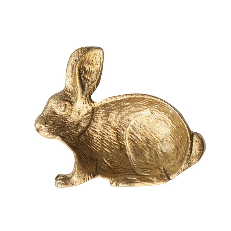 Cast Aluminum Rabbit Shaped Dish, Gold
