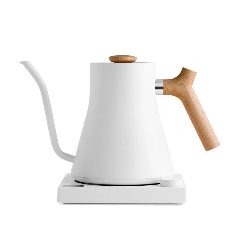 Fellow Stagg EKG Pour-Over Kettle (Matte White + Maple)