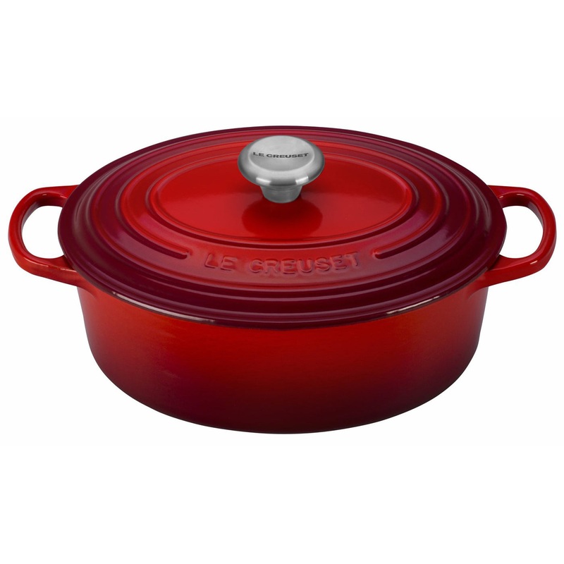 Le Creuset 2 3/4 Qt. Signature Oval Dutch Oven w/Stainless Steel Knob – Cerise- Personalized Engraving Available