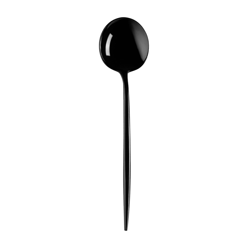 Solid Black Moderno Disposable Plastic Dinner Spoons