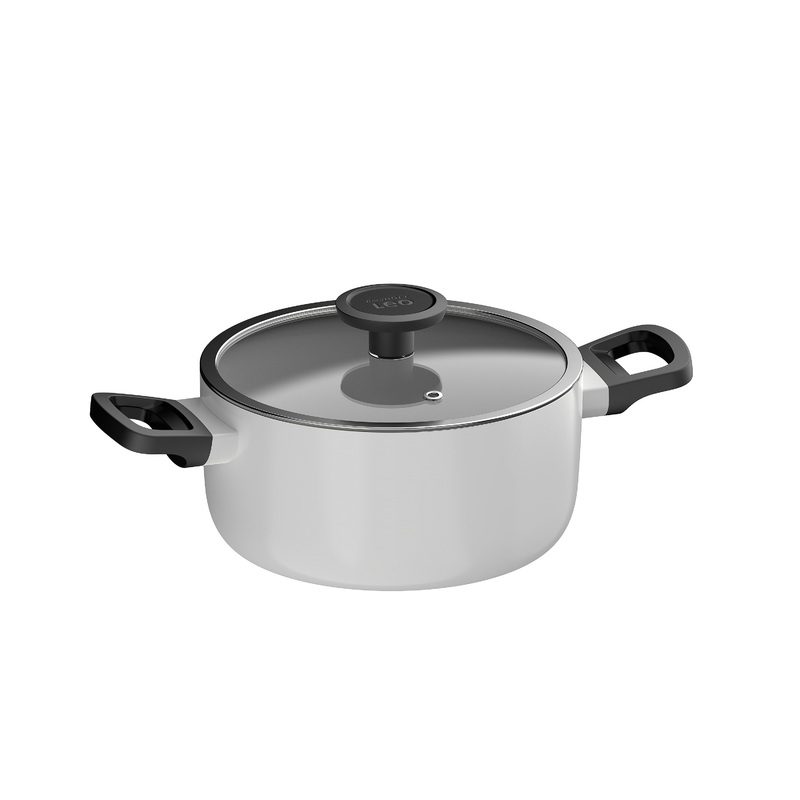BergHOFF Leo Glints Nonstick Recycled Aluminum Stockpot 8″, 3qt. With Glass Lid