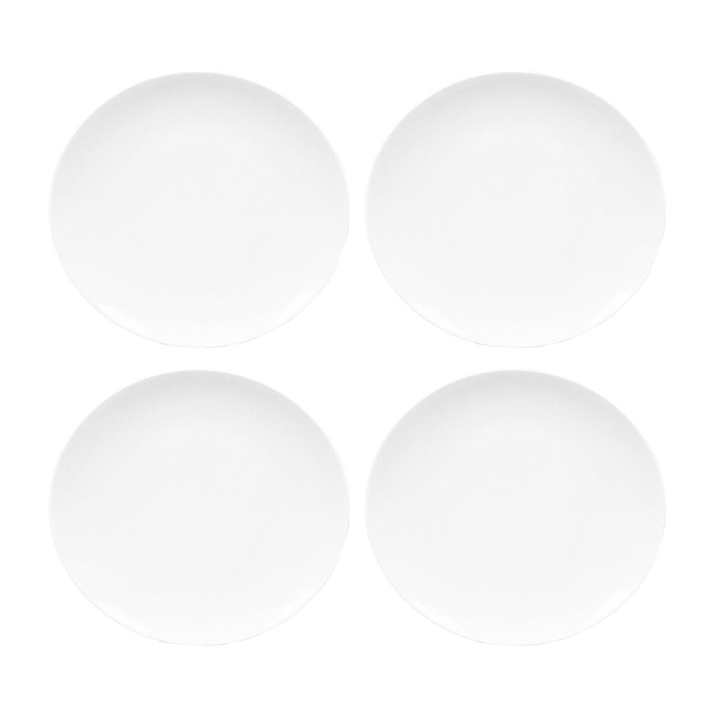 Porcelain Elips 10.25″ x 9.5″ Oval White Porcelain Plate (Set of 4)