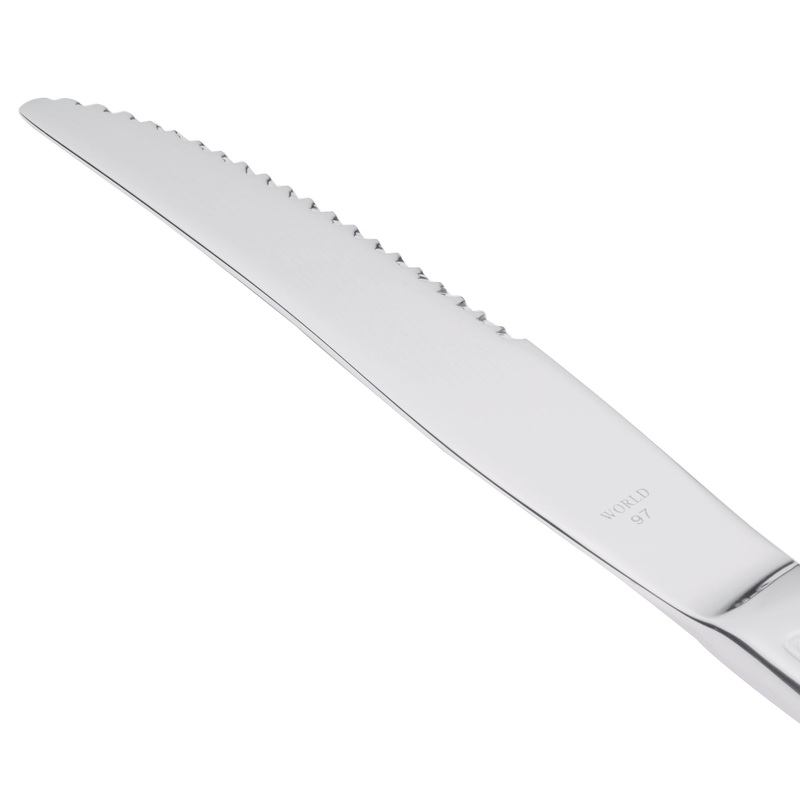 World Tableware 239 5762 Antique 8 5/8″ 18/0 Stainless Steel Heavy Weight Fluted Solid Handle Steak Knife – 12/Pack