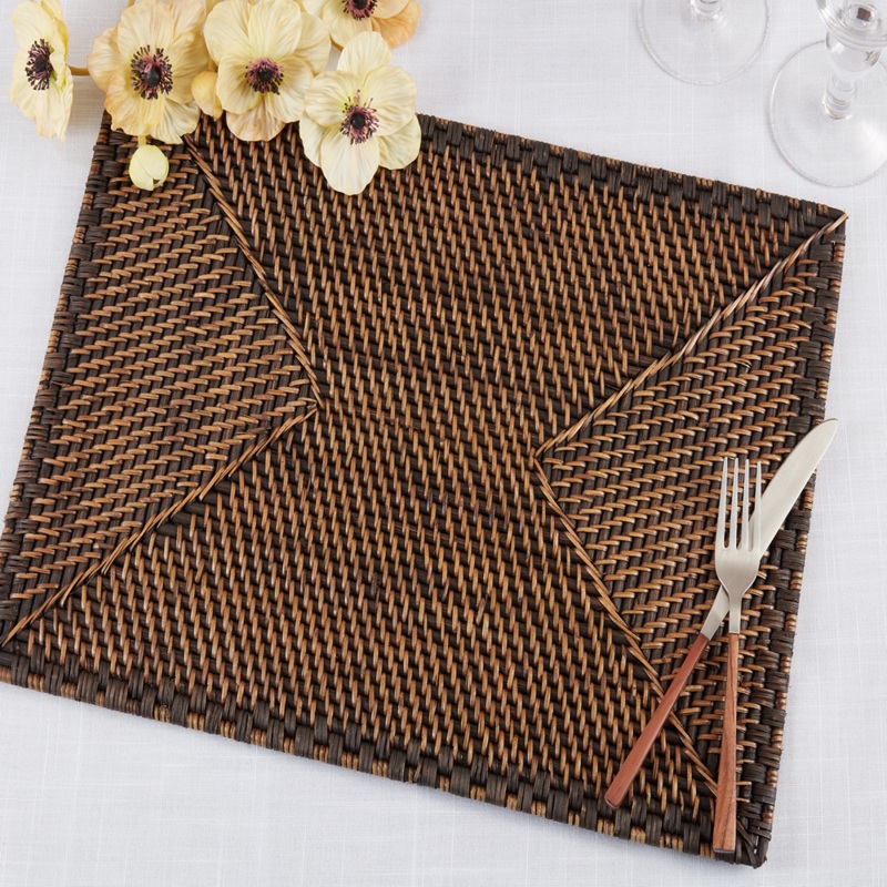 Woven Rattan Placemat 14″x19″ – Brown, Set/4