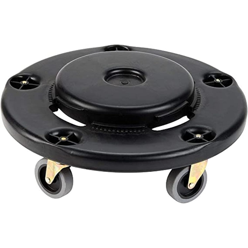 18 x 6 Black 5″ Caster Trash Can Dollies with Rubber Wheels- Heavy-Duty Trash Can Dolly Plastic Dolly with Casters for Round Trash Cans Waste Container Dollies Trash Dolly
