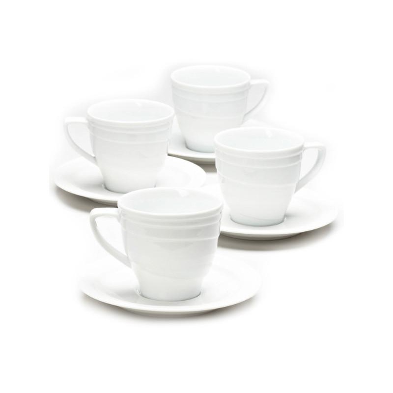 BergHOFF Elan 8.6oz Porcelain Tea Cup and Saucer, Set of 4