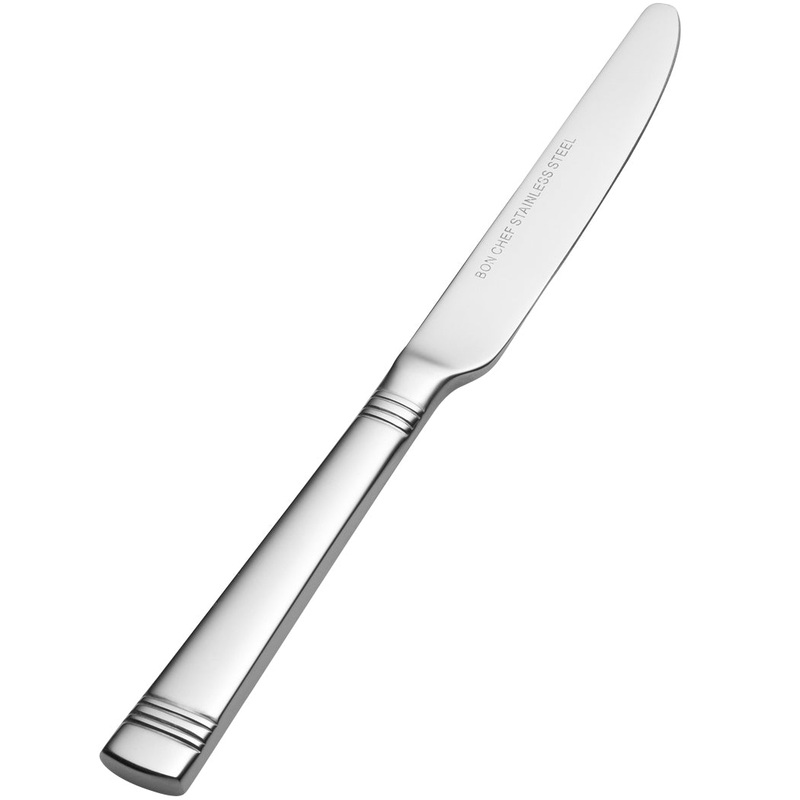 Bon Chef S2617 Julia 6 15/16″ 13/0 Stainless Steel European Size Solid Handle Butter Knife – 12/Pack