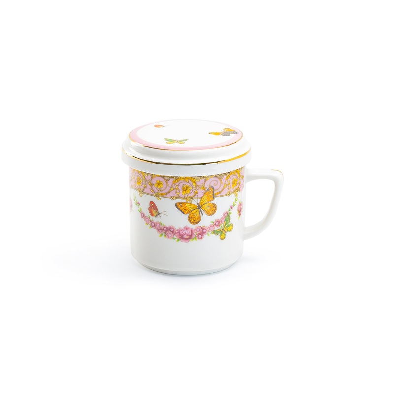 Butterflies with Pink Ornament Fine Porcelain Mug